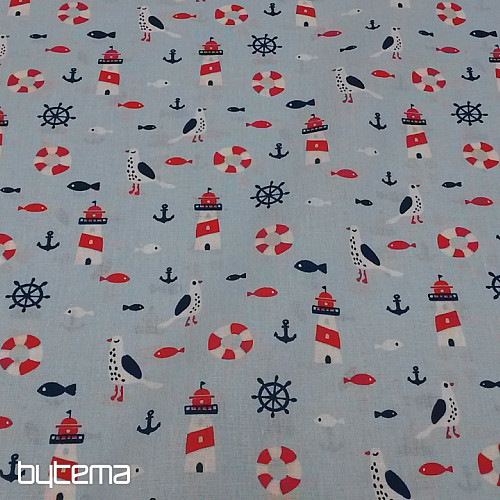 Decorative fabric LIGHTHOUSES blue