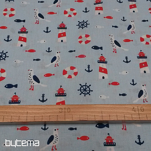 Decorative fabric LIGHTHOUSES blue