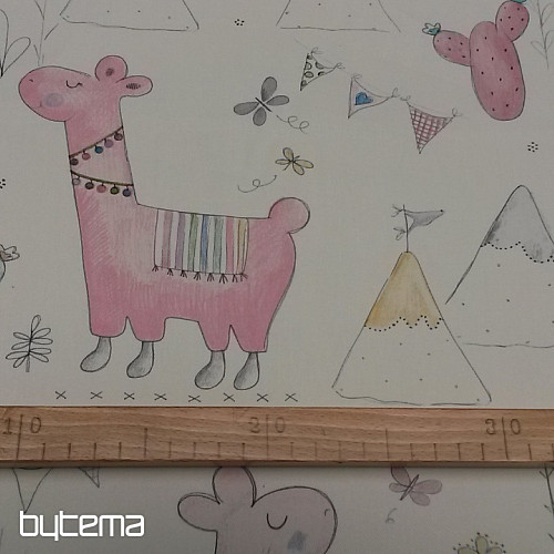 Children decorative fabric LAMA pink