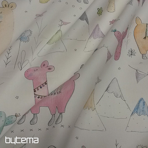 Children decorative fabric LAMA pink