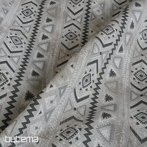 Decorative fabric TULUM MAYA gray-black