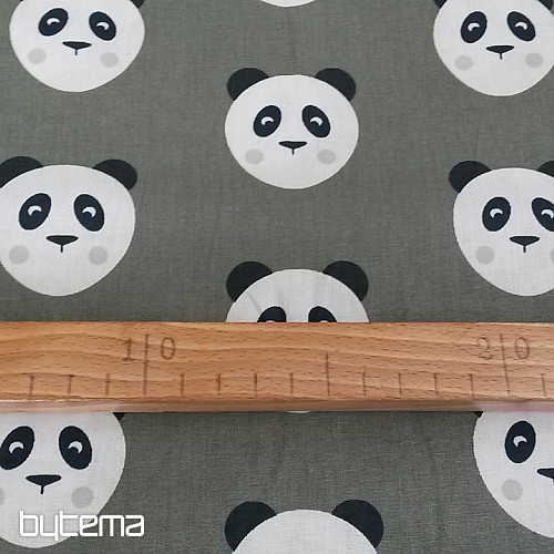 Cotton fabric  PANDA olive green