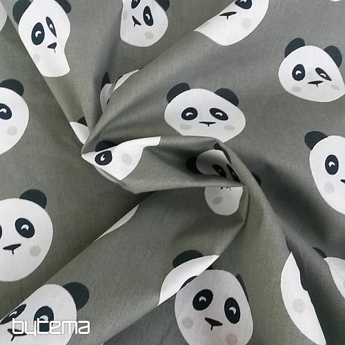 Cotton fabric  PANDA olive green
