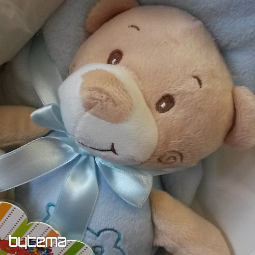 Blue teddy bear baby gift set