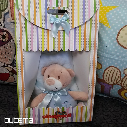 Blue teddy bear baby gift set