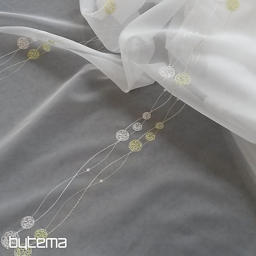 Voile curtain with embroidery green Gerster 11115/00