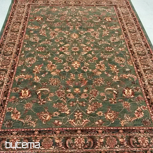 Luxurious woolen carpet ROYAL allover flower green