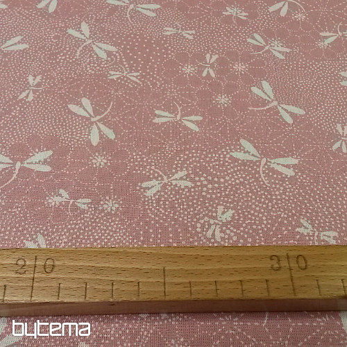 Cotton fabric DRAGONFLY rose