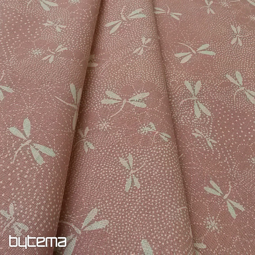 Cotton fabric DRAGONFLY rose