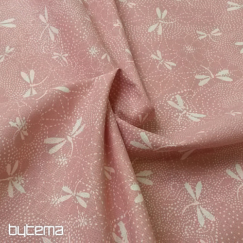 Cotton fabric DRAGONFLY rose
