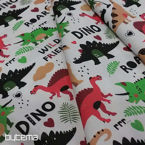 Children's cotton satin DINOSAURS digital printing
