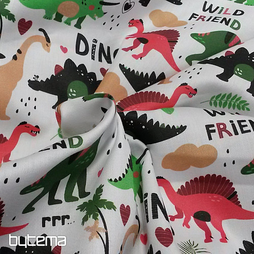 Children's cotton satin DINOSAURS digital printing