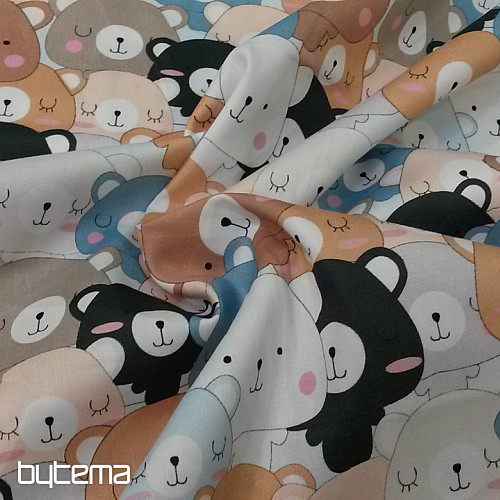 Children's cotton satin BEARS digital printing