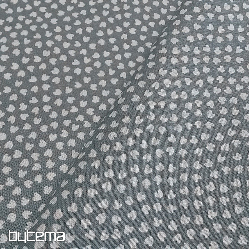 Cotton fabric HEART gray-blue