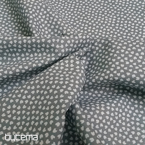 Cotton fabric HEART gray-blue