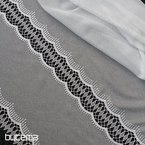 Modern embroidered curtain GERSTER 11509 white ornament