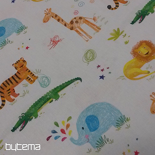 Cotton fabric JUNGLE DOODLE