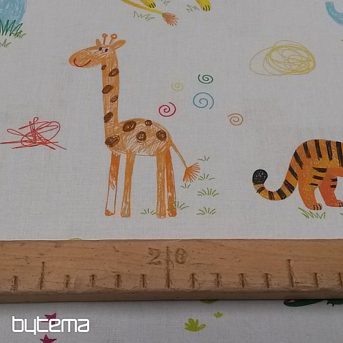 Cotton fabric JUNGLE DOODLE