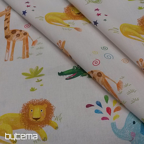 Cotton fabric JUNGLE DOODLE