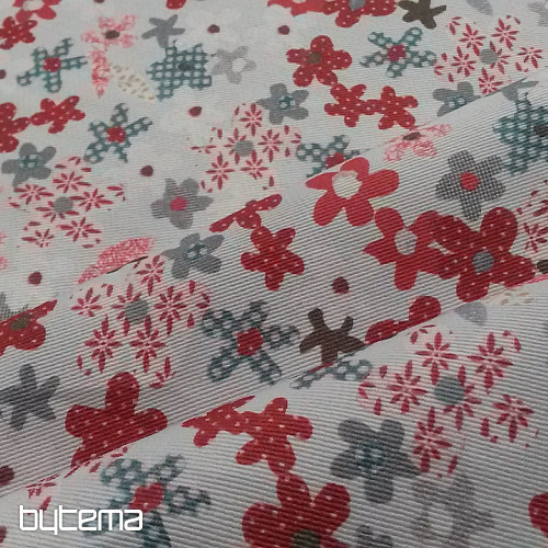 Children decorative fabric FLOWERS red