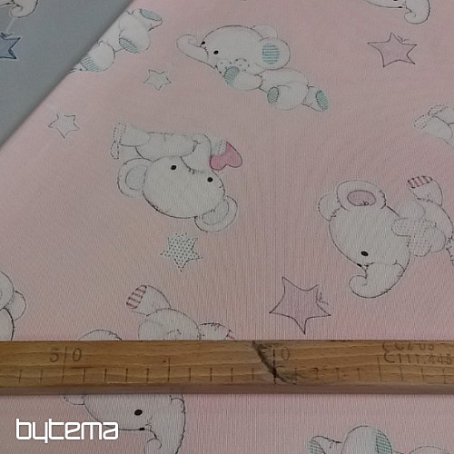 Children decorative fabric ELEPHANTS rose