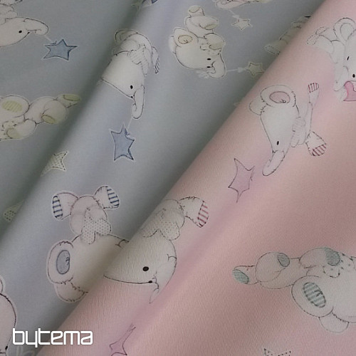 Children decorative fabric ELEPHANTS rose