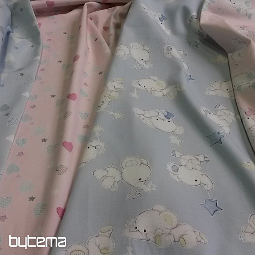 Children decorative fabric ELEPHANTS rose