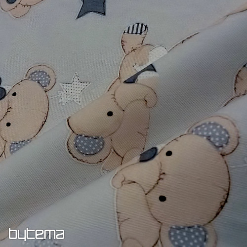 Children decorative fabric ELEPHANTS gray