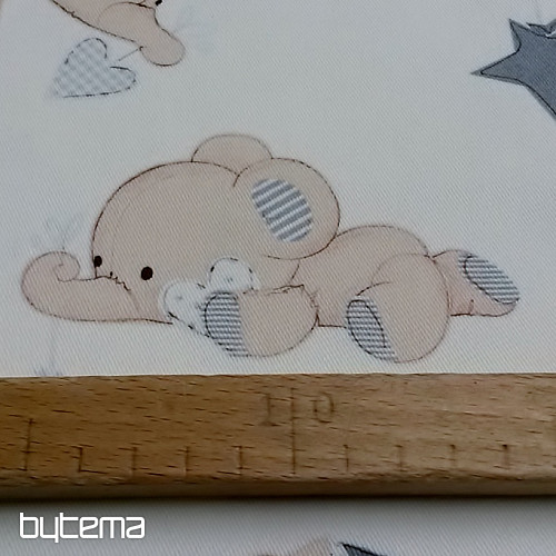 Children decorative fabric ELEPHANTS creme