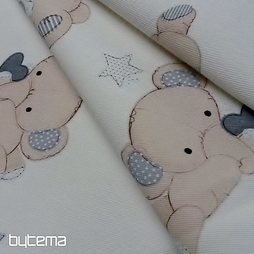 Children decorative fabric ELEPHANTS creme