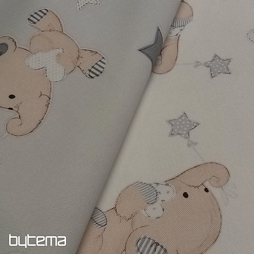 Children decorative fabric ELEPHANTS creme