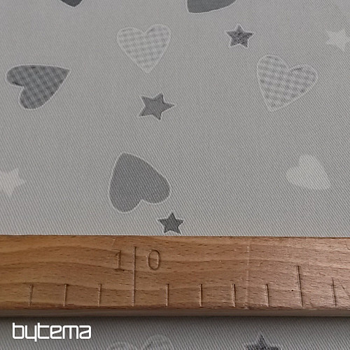 Children decorative fabric HEART grey