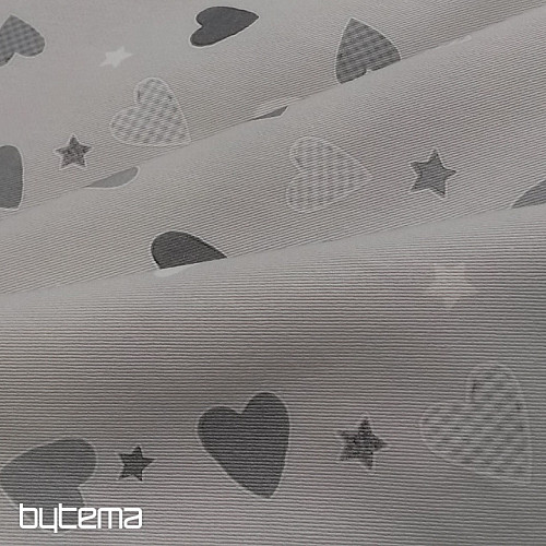 Children decorative fabric HEART grey