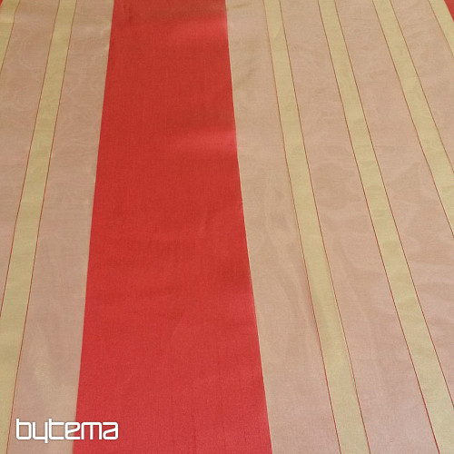 Voile curtain orange-gold with red stripes