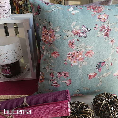 Decorative fabric FLOWERS turquoise