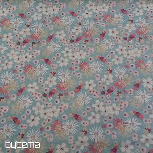 Decorative fabric ZINIA menthe flowers