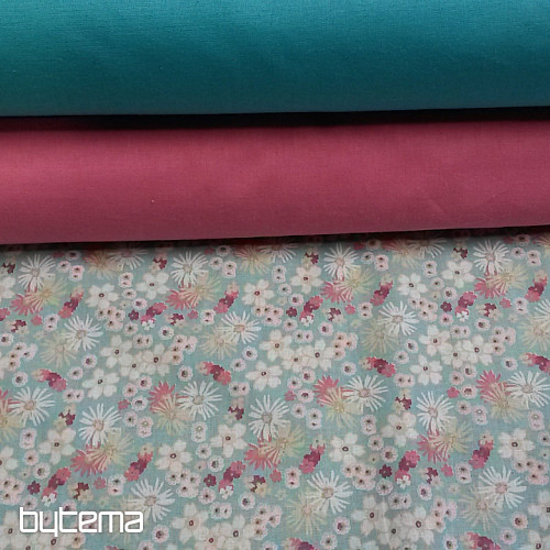 Decorative fabric ZINIA menthe flowers