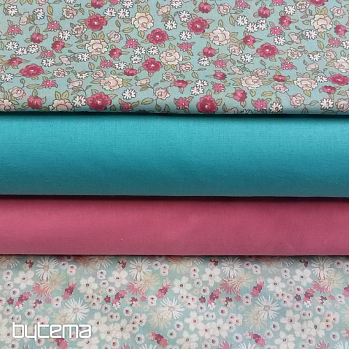 Decorative fabric ZINIA menthe flowers