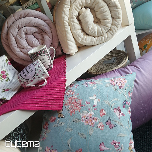 Decorative fabric FLOWERS turquoise