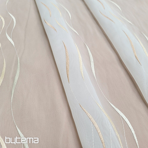 Voile curtain with beige embroidery Gerster 195/0200