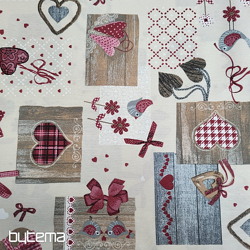 Decorative fabric TM PATCHWORK bordeaux red