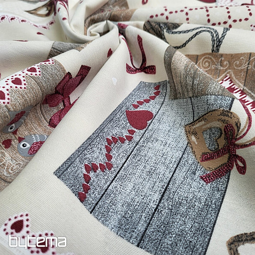 Decorative fabric TM PATCHWORK bordeaux red
