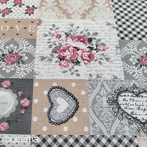 Decorative fabric LIA grey patchwork