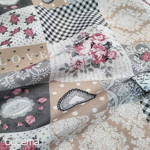 Decorative fabric LIA grey patchwork