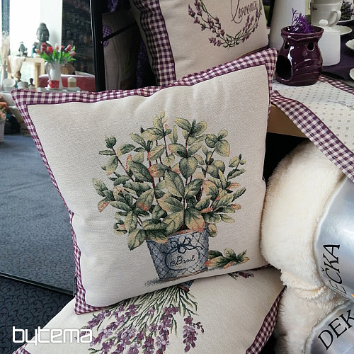 Tapestry cushion cover FLOWERS FROM PROVENCE BASIL