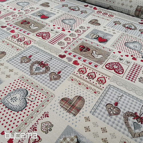 Tapestry fabric SRDCE NATUR