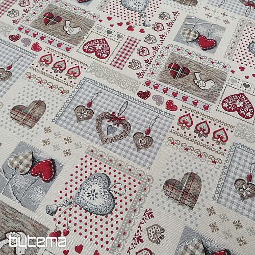 Tapestry fabric SRDCE NATUR