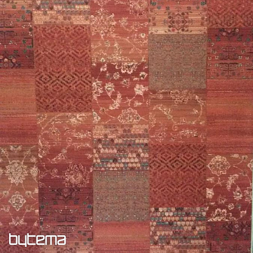Luxurious woolen carpet ROYAL PATCHWORK red