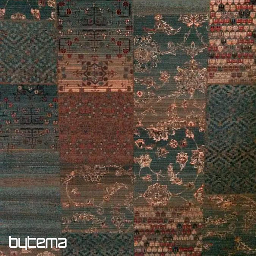 Luxurious woolen carpet ROYAL PATCHWORK green