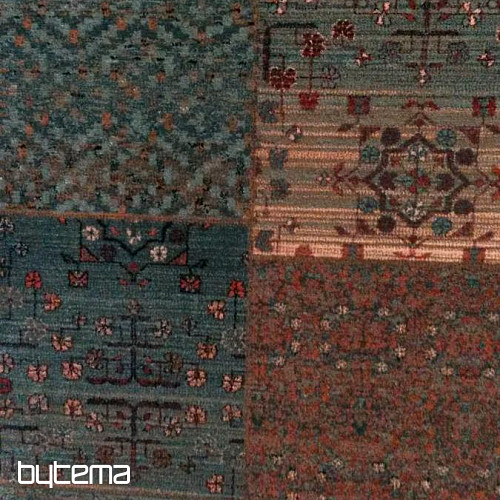 Luxurious woolen carpet ROYAL PATCHWORK green